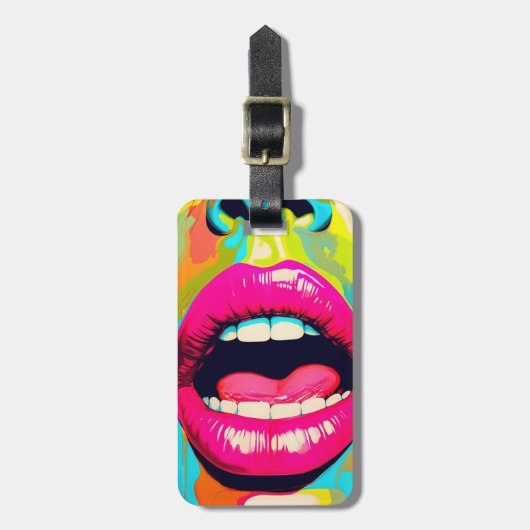 Pop Art Meisje Lippen Bagagelabel (Voorkant verticaal)