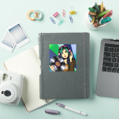 Pop Art meisje met plaat Sticker (iPad Cover)