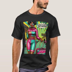 Pop Art Melanin Vrouw Afro Vliegtuig Nemen Niet Ge T-shirt
