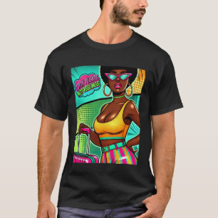 Pop Art Melanine Vrouw Afro Vang Vluchten Niet Gev T-shirt