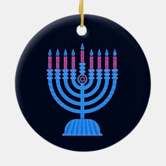 Pop Art Menorah Keramisch Ornament (Achterkant)