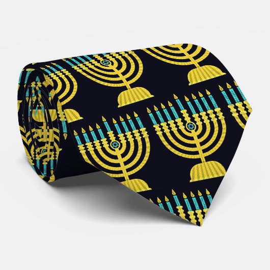Pop Art Menorah Stropdas (Opgerold)