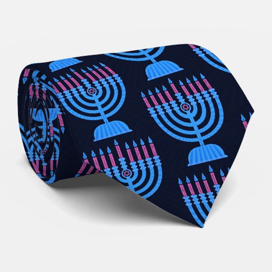 Pop Art Menorah Stropdas (Opgerold)