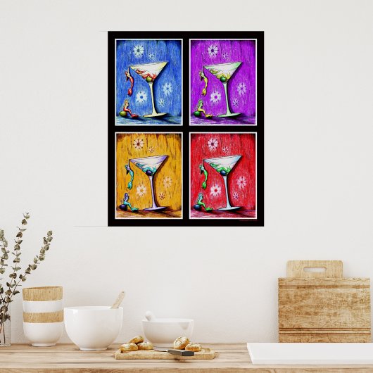 Pop Art Mermaid Martinis Poster (Keuken)