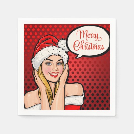 Pop Art Merry Christmas Cocktail servetten (Voorkant)
