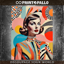 Pop Art Mid Century collage van een mode vrouw Tissuepapier