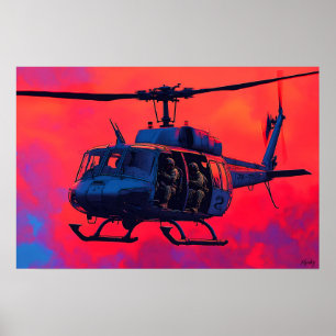 Pop Art Militair Helikopter - Luchtvaart Scene Poster