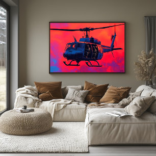 Pop Art Militair Helikopter - Luchtvaart Scene Poster