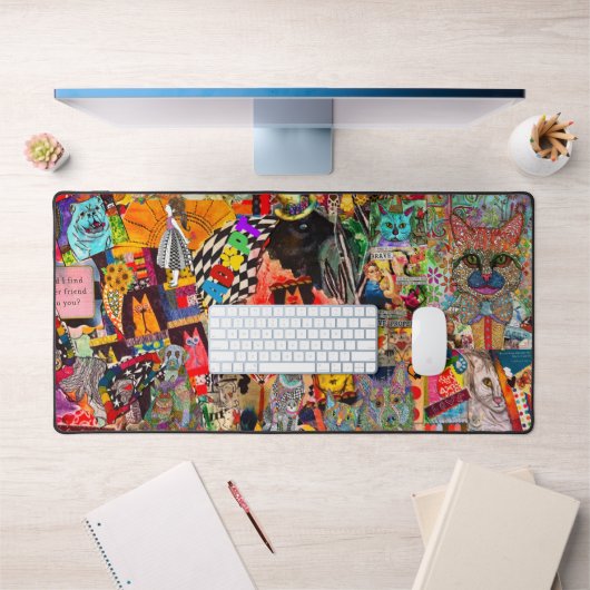 Pop Art Mixed Media Dogs and Cats Desk Mat (Kantoor 1)