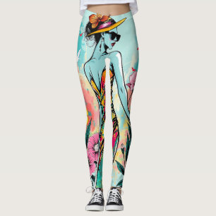 Pop Art Mode Meisje Randje Zomer Bloem Yoga Leggings