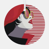 Pop Art Mode Vrouw Vintage Glas Ornament (Achterkant)