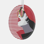 Pop Art Mode Vrouw Vintage Glas Ornament (Voorkant Rechts)