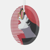 Pop Art Mode Vrouw Vintage Glas Ornament (Voorkant links)