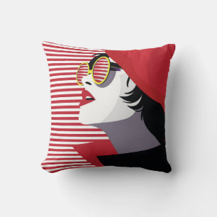 Pop Art Mode Vrouw Vintage Kussen