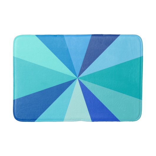 Pop Art Modern 60s Funky Geometric Rays in Blue Badmat (Voorkant)
