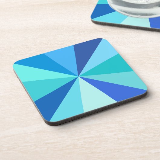 Pop Art Modern 60s Funky Geometric Rays in Blue Bier Onderzetter (Linkerzijde)