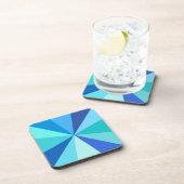 Pop Art Modern 60s Funky Geometric Rays in Blue Bier Onderzetter (Rechterzijde)