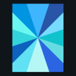 Pop Art Modern 60s Funky Geometric Rays in Blue Poster<br><div class="desc">Deze heup,  retro 60s-geïnspireerde pop art poster heeft psychedelische heldere oranje stralen/zonnestralen die in een geometrisch patroon uitschieten. Dit funky,  minimalistische,  ultramodaal ontwerp heeft twaalf stralen in verschillende tinten neonblauw. Het is grof,  baby.</div>