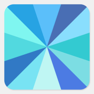 Pop Art Modern 60s Funky Geometric Rays in Blue Vierkante Sticker