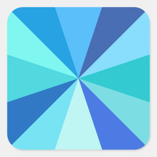 Pop Art Modern 60s Funky Geometric Rays in Blue Vierkante Sticker (Voorkant)