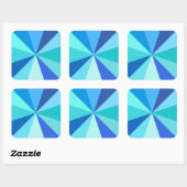 Pop Art Modern 60s Funky Geometric Rays in Blue Vierkante Sticker (Vel)