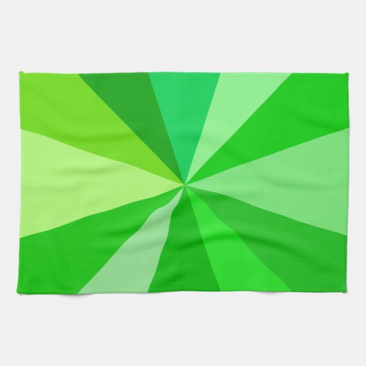 Pop Art Modern 60s Funky Geometric Rays in Green Theedoek (Horizontaal)