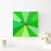 Pop Art Modern 60s Funky Geometric Rays in Green Vierkante Klok (Huis)