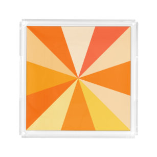 Pop Art Modern 60s Funky Geometric Rays in Oranje Acryl Dienblad