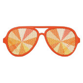 Pop Art Modern 60s Funky Geometric Rays in Oranje Aviator Zonnebril (Voorkant)