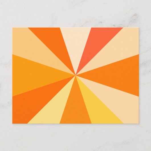 Pop Art Modern 60s Funky Geometric Rays in Oranje Briefkaart (Voorkant)