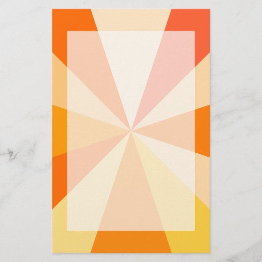 Pop Art Modern 60s Funky Geometric Rays in Oranje Briefpapier (Voorkant)