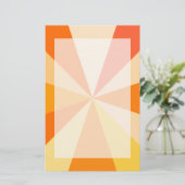 Pop Art Modern 60s Funky Geometric Rays in Oranje Briefpapier (Staand voorkant)