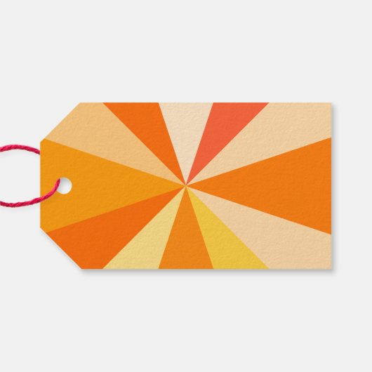 Pop Art Modern 60s Funky Geometric Rays in Oranje Cadeaulabel (Achterkant Horizontaal)