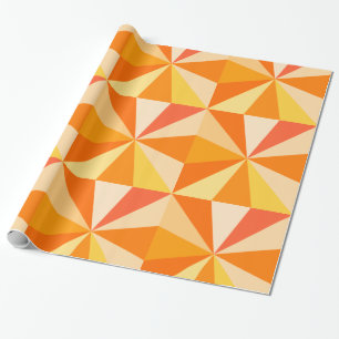 Pop Art Modern 60s Funky Geometric Rays in Oranje Cadeaupapier
