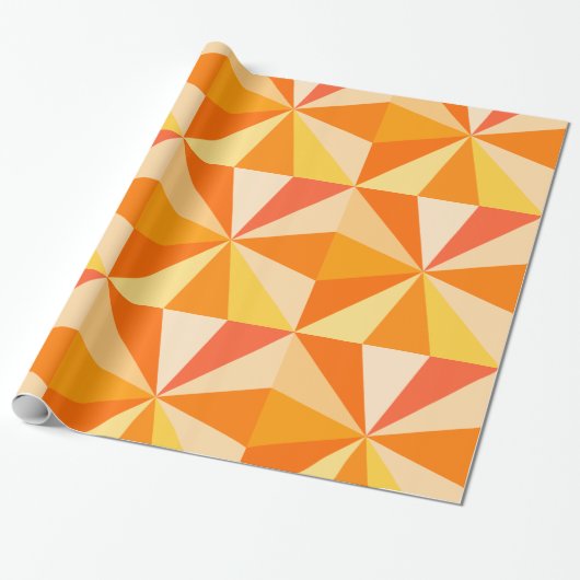 Pop Art Modern 60s Funky Geometric Rays in Oranje Cadeaupapier (Uitgerold)