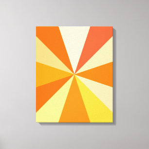 Pop Art Modern 60s Funky Geometric Rays in Oranje Canvas Afdruk