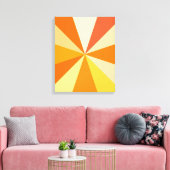 Pop Art Modern 60s Funky Geometric Rays in Oranje Canvas Afdruk (Insitu (Woonkamer))