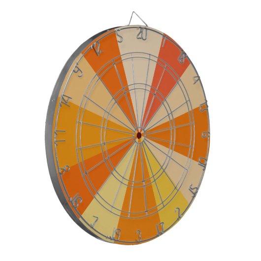 Pop Art Modern 60s Funky Geometric Rays in Oranje Dartbord (Voorkant Links)