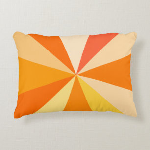 Pop Art Modern 60s Funky Geometric Rays in Oranje Decoratief Kussen