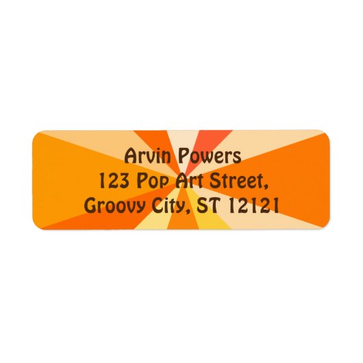 Pop Art Modern 60s Funky Geometric Rays in Oranje Etiket (Voorkant)