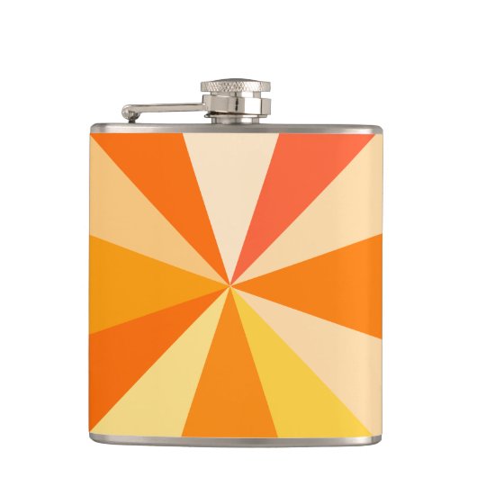 Pop Art Modern 60s Funky Geometric Rays in Oranje Heupfles (Voorkant)