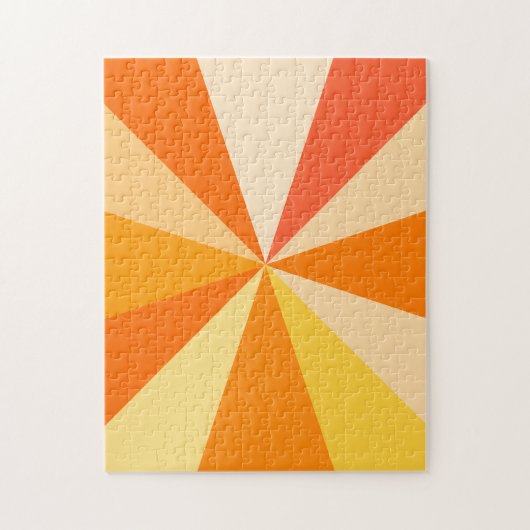 Pop Art Modern 60s Funky Geometric Rays in Oranje Legpuzzel (Verticaal)