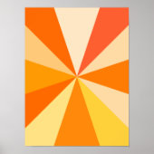 Pop Art Modern 60s Funky Geometric Rays in Oranje Poster (Voorkant)