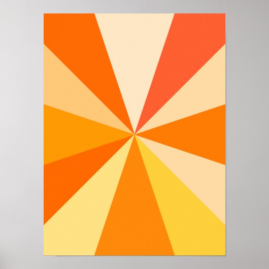 Pop Art Modern 60s Funky Geometric Rays in Oranje Poster (Voorkant)