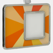 Pop Art Modern 60s Funky Geometric Rays in Oranje Verzilverd Omlijst Ornament (Rechts)