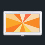 Pop Art Modern 60s Funky Geometric Rays in Oranje Visitekaarthouder<br><div class="desc">Deze heup,  retro 60s-geïnspireerde pop kunstontwerp heeft psychedelische oranje stralen/zonnestralen die in een geometrisch patroon uitschieten. Dit schimmelige,  minimalistische,  ultramodaal ontwerp heeft twaalf heldere stralen in verschillende soorten sinaasappel. Het is grof,  baby.</div>