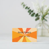 Pop Art Modern 60s Funky Geometric Rays in Oranje Visitekaartje (Staand voorkant)