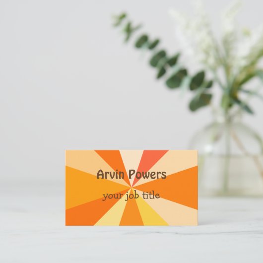 Pop Art Modern 60s Funky Geometric Rays in Oranje Visitekaartje (Staand voorkant)
