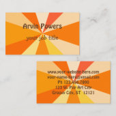 Pop Art Modern 60s Funky Geometric Rays in Oranje Visitekaartje (Voorkant / Achterkant)