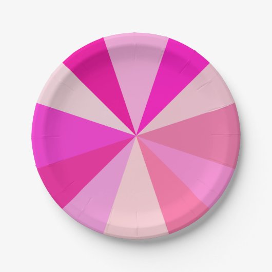 Pop Art Modern 60s Funky Geometric Rays in Roze Papieren Bordje (Voorkant)